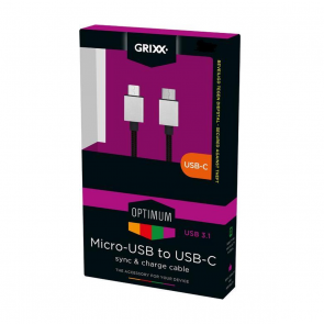 Grixx Optimum Micro-USB - USB-C Kabel, 3 m, Schwarz 