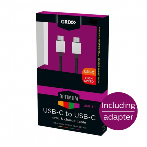 Grixx Optimum USB-C - USB-C-Kabel, 3 m, Adapter, Schwarz