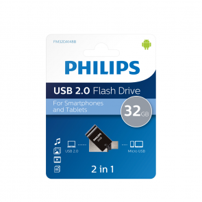 Philips USB flash drive 2-in-1, 32GB, USB 2.0 - micro-USB